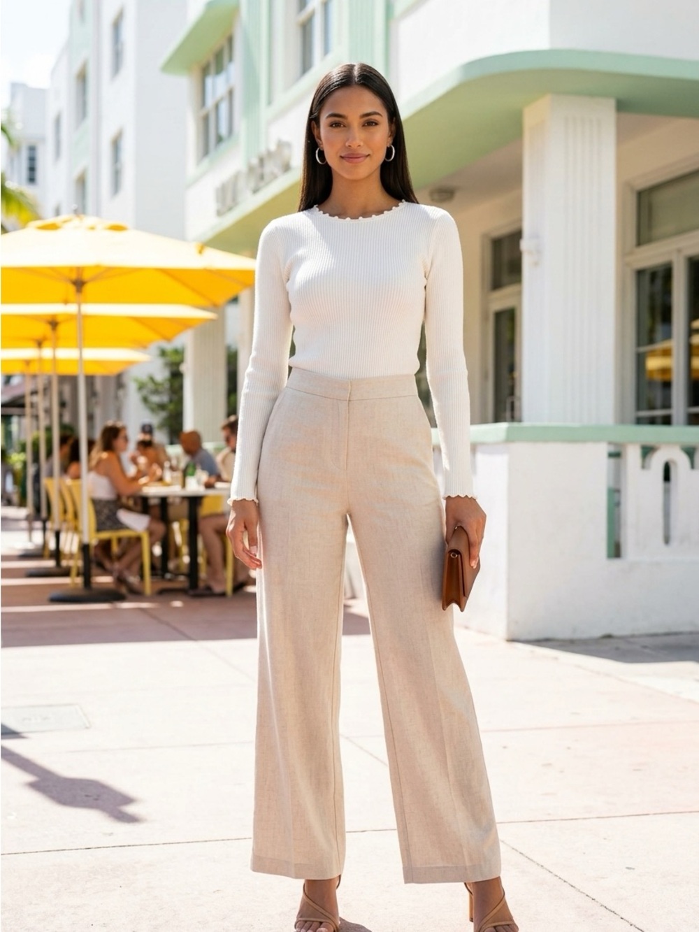 NWT Petal & Pup Long Sleeved Ribbed Knit Top — White